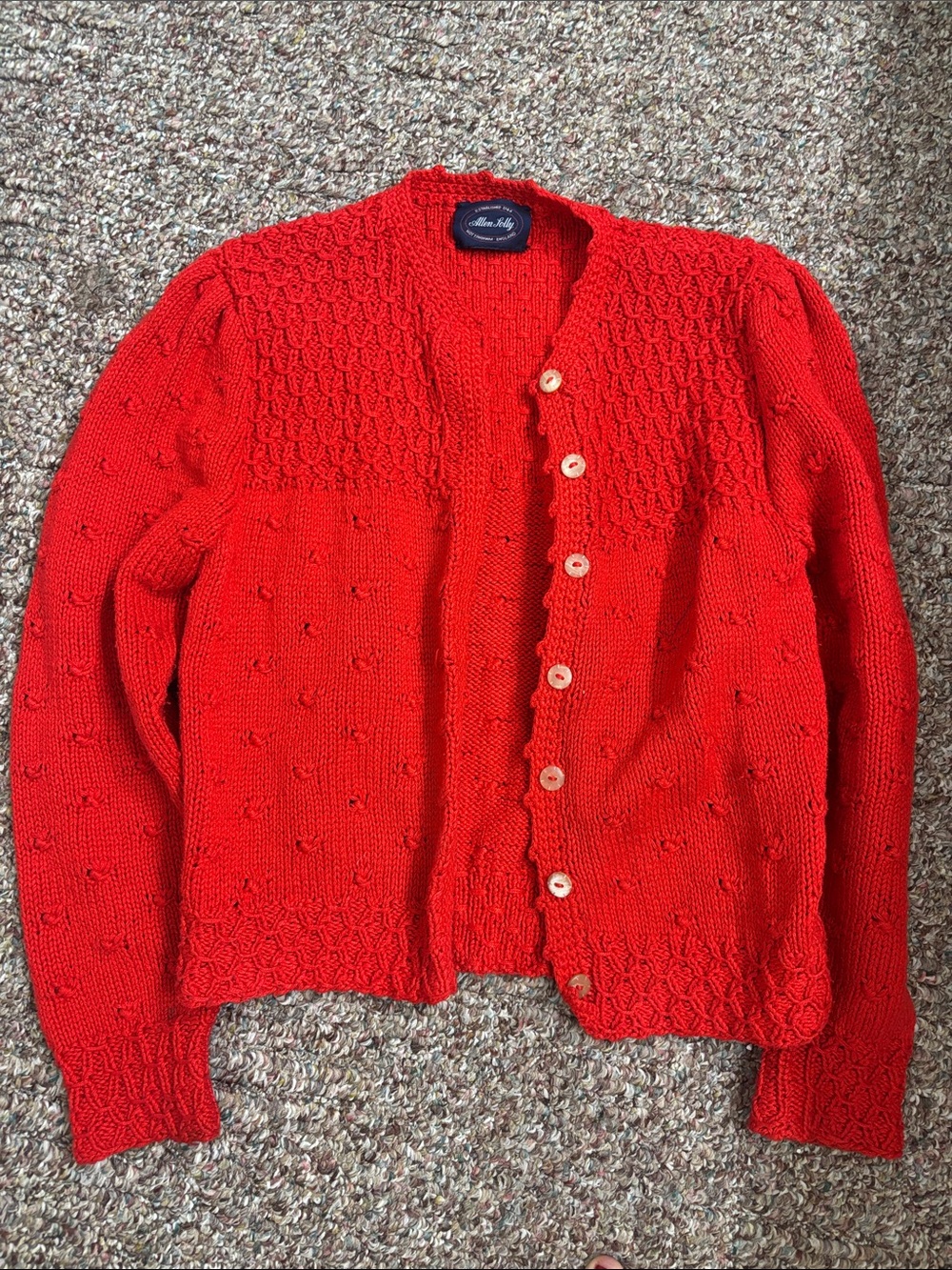 Allen Solly Bright Red Knit Button-Front Cardigan size small